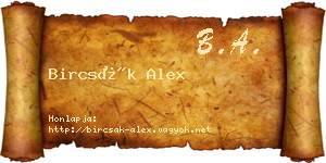 Bircsák Alex névjegykártya